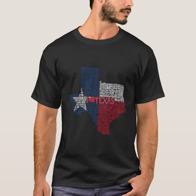 T-shirt Pourquoi j'aime le Texas Typographic Design (Devant)
