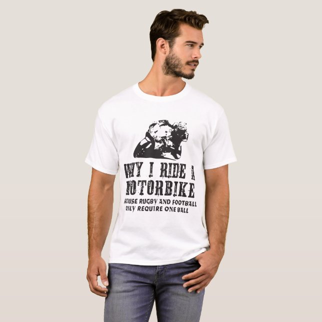 T-shirt Pourquoi je monte une motocyclette - petite gorgée (Devant entier)