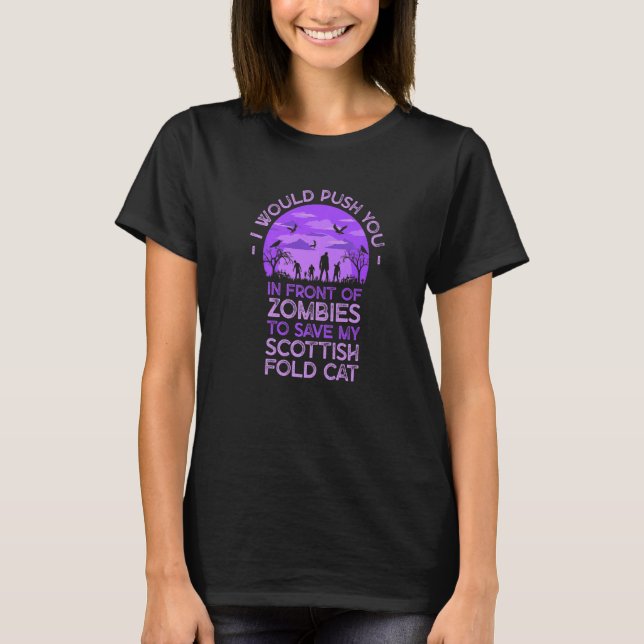 T-shirt Poussez-Vous Dans Les Zombies Pour Sauver Mon Chat (Devant)