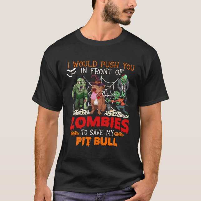 T-shirt Poussez-Vous Devant Les Zombies Pour Enregistrer M (Devant)