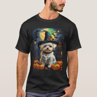 T-shirt Poussière Citrouille de sorcière pour chien maltai