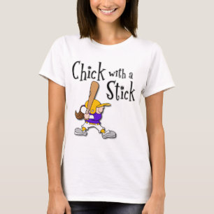 T-shirt Poussin avec des bâtons, cheveux bruns