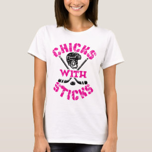 T-shirt Poussins avec bâtons Hockey Femmes Filles
