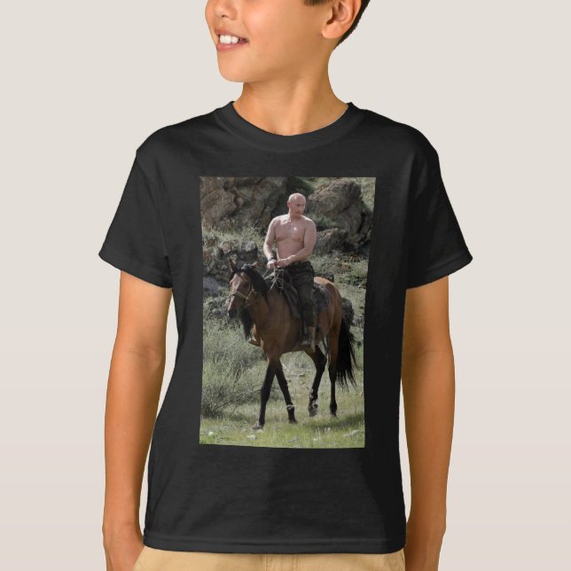 T-shirt Poutine sans chemise monte un cheval (Devant)