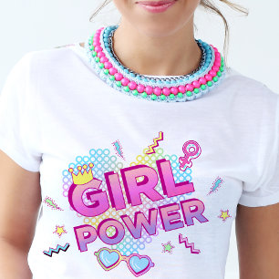 T-shirt Pouvoirs de filles 80s 90s Retro Super brillant co