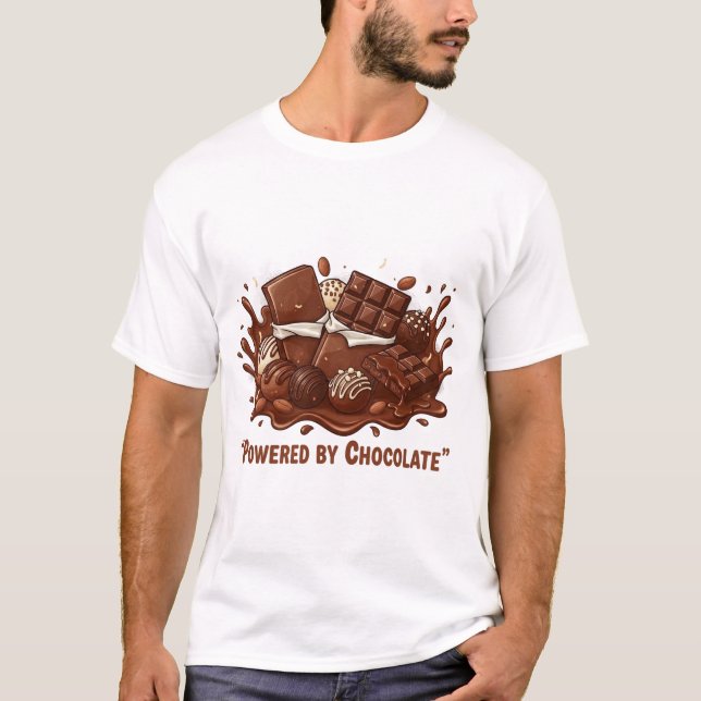 T-shirt Powered by Chocolate – National Chocolates Day Art (Devant)
