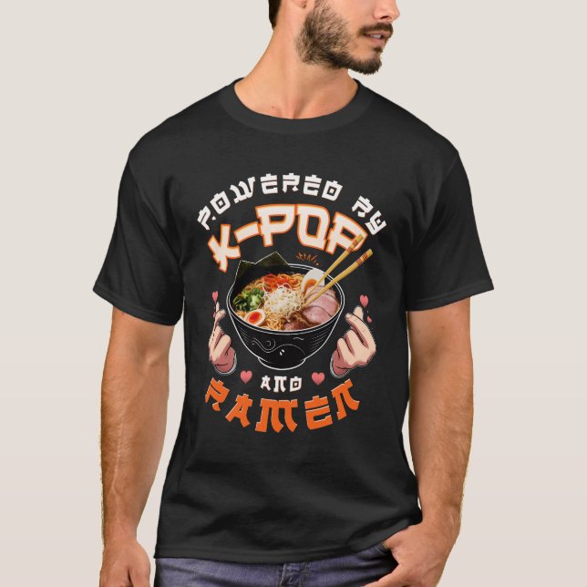 T-shirt Powered By Kpop And Ramen Funny Fan Music Food Lov (Devant)