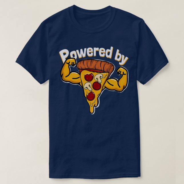 T-shirt Powered by Pizza Gym amants Drôle  (Design devant)