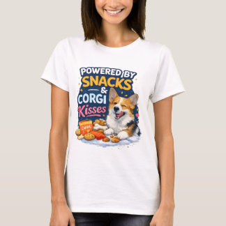 T-shirt Powered by Snacks & Corgi Kisses – Funny Corgi 