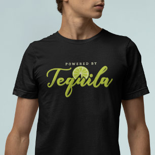 T-shirt Powered by Tequila Lime Green Funny
