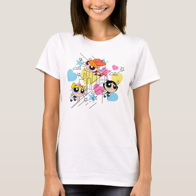 T-shirt Powerpuff Girls Townsville Pattern (Devant)