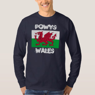 T-shirt Powys, Pays de Galles avec drapeau gallois
