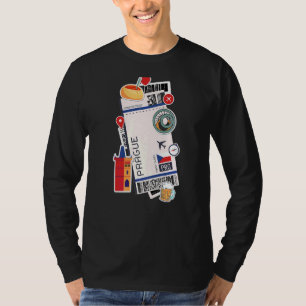 T-shirt Prague Air Ticket Boarding Pass Plane République t