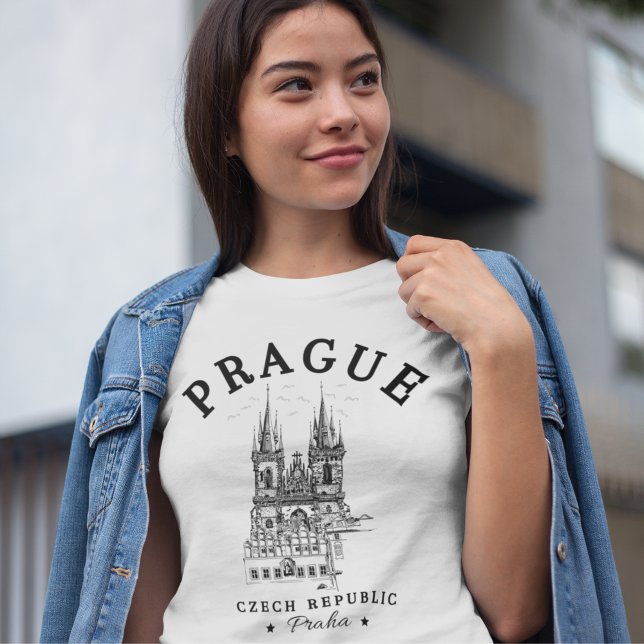 T-shirt Prague Czech Republic Vintage Landscape (Créateur téléchargé)