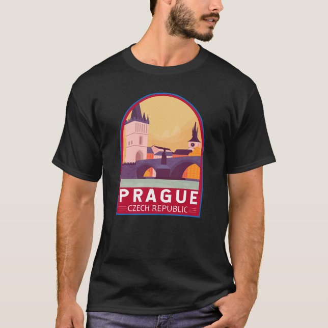 T-shirt Prague République tchèque Travel Art Vintage (Devant)