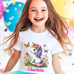 T-shirt Prairie de licorne scintillante de fleurs sauvages