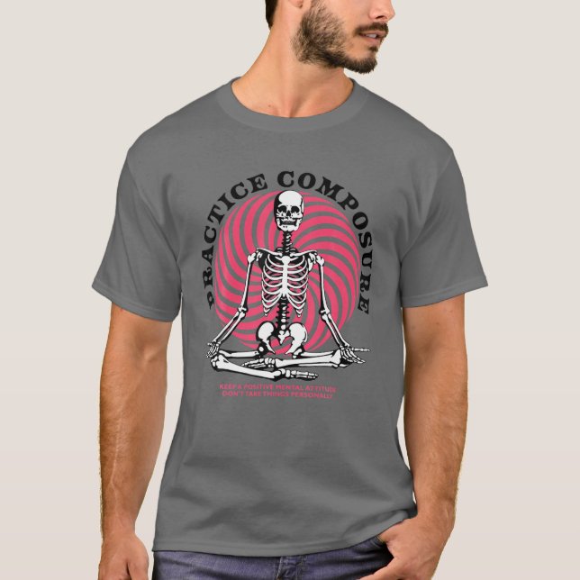 T-shirt Pratique Composite Squelette humain Méditation Yog (Devant)
