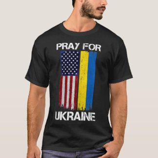 T-shirt Pray For Ukraine US Ukraine Flag Vintage Support U