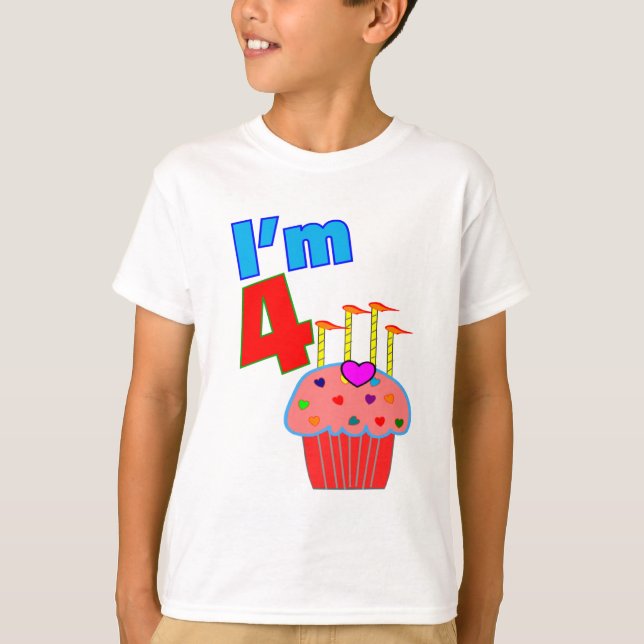 T-shirt Pré anniversaire d'école "j'ai 4ans petit gâteau (Devant)