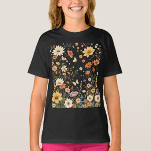 T-shirt Pré Fleur sauvage lunaire avec papillons