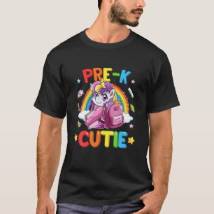 T-shirt Pré-K Cutie Unicorn Arc-En-Ciel Retour À L'École E