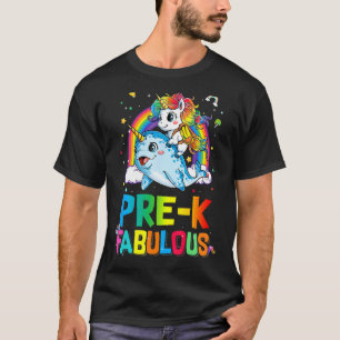 T-shirt Pre K Fabrique Unicorn Riding Narwhal Retour À Sch