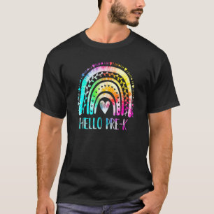 T-shirt Pré K Hello Kindergarten Tie Dye Rainbow Happy Fir