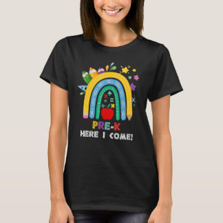 T-shirt Pré K Ici Je Viens Rainbow Kids Enseignant Retour 