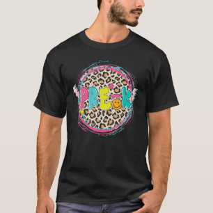T-shirt Pré K Leopard Circle Retro Super Retour À L'École