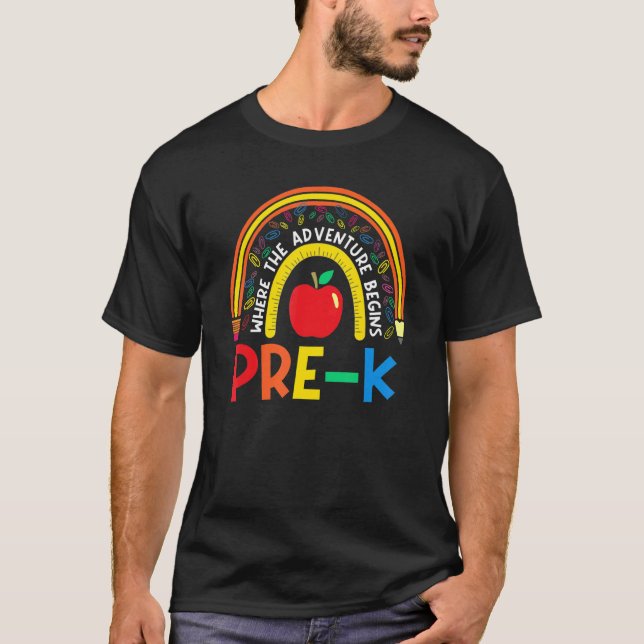 T-shirt Pre K Leopard Rainbow teacher team Pre K squad gir (Devant)