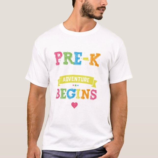 T-shirt Pré K Où L'Aventure Commence Le Cadeau Retour À Sc (Devant)