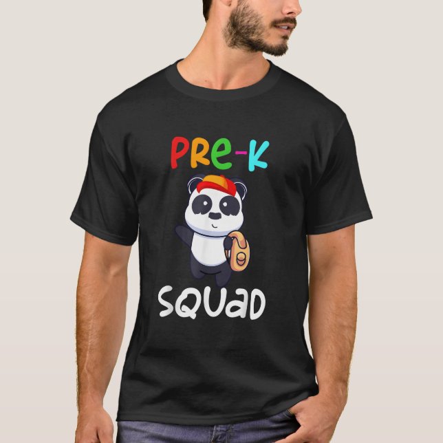 T-shirt Pre-K Preschool Squad Teacher Student Panda Back T (Devant)
