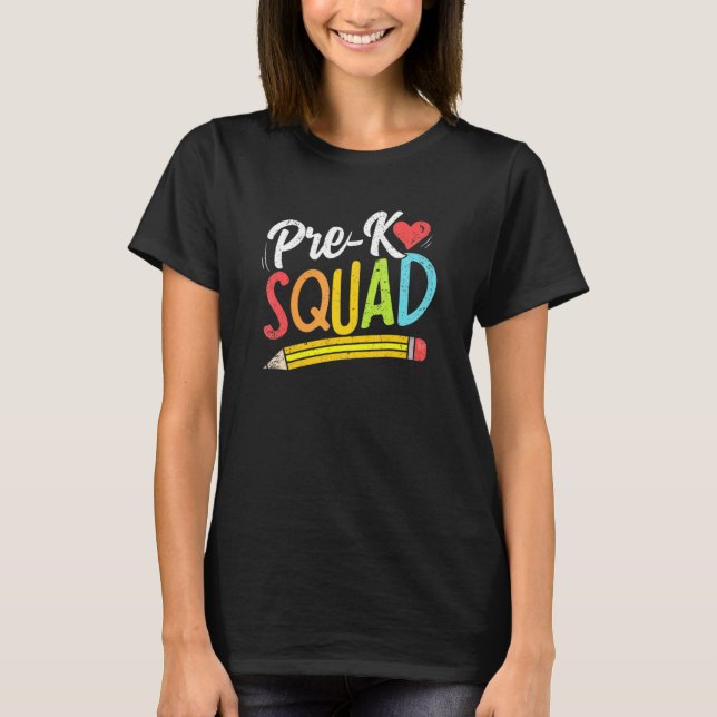 T-shirt Pré-K Squad Enseignant Étudiant Enfants Préscolair (Devant)