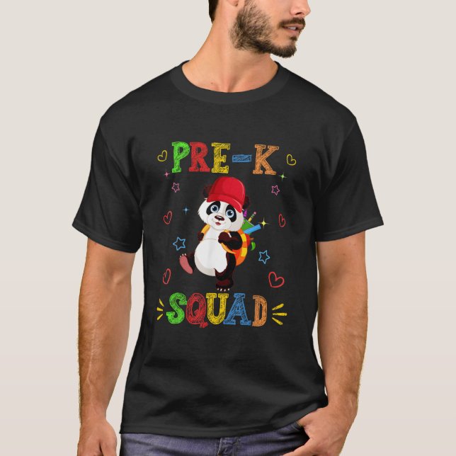 T-shirt Pre-K Squad Panda Back To School (Devant)