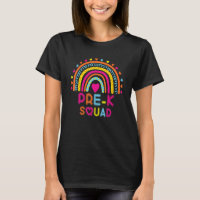 Pre K Squad Teacher Kids Rainbow Back To School