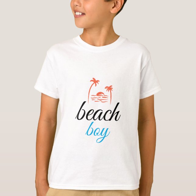 T-shirt pré-rétréci 100% ComfortSoft coton plage garçon to (Devant)