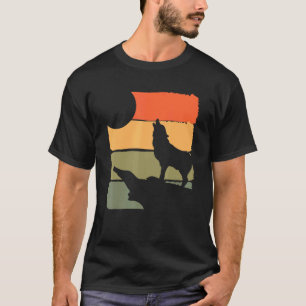 T-shirt Prédateur de forêt Loup hurlant Animal Loup rétro