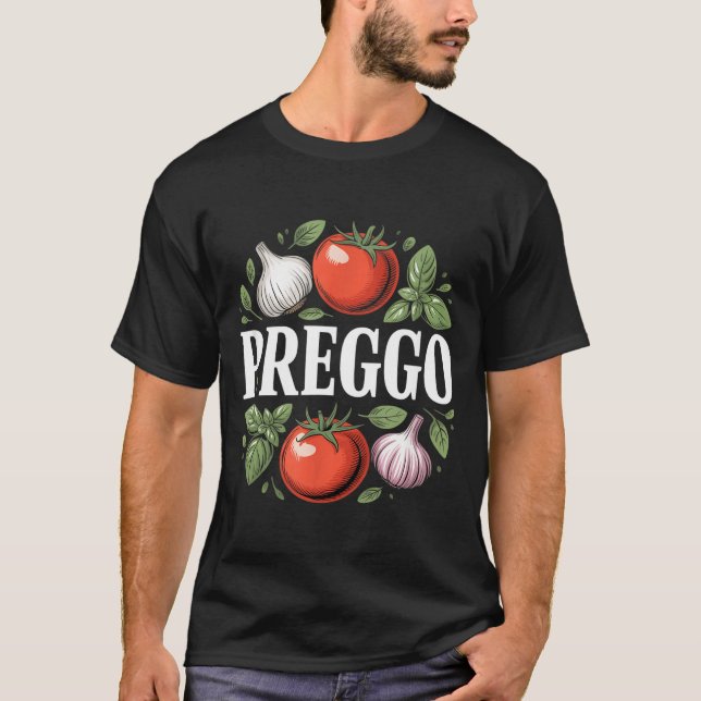 T-shirt Pregnancy Announcement Prego Pasta Sauce Funny Pre (Devant)