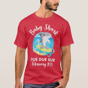 T-shirt Pregnancy Announcement Shark  Baby due due Februar
