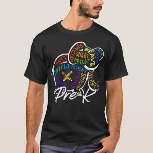 T-shirt PréK Elephant Retour À L'École Mot Cloud Étudiants