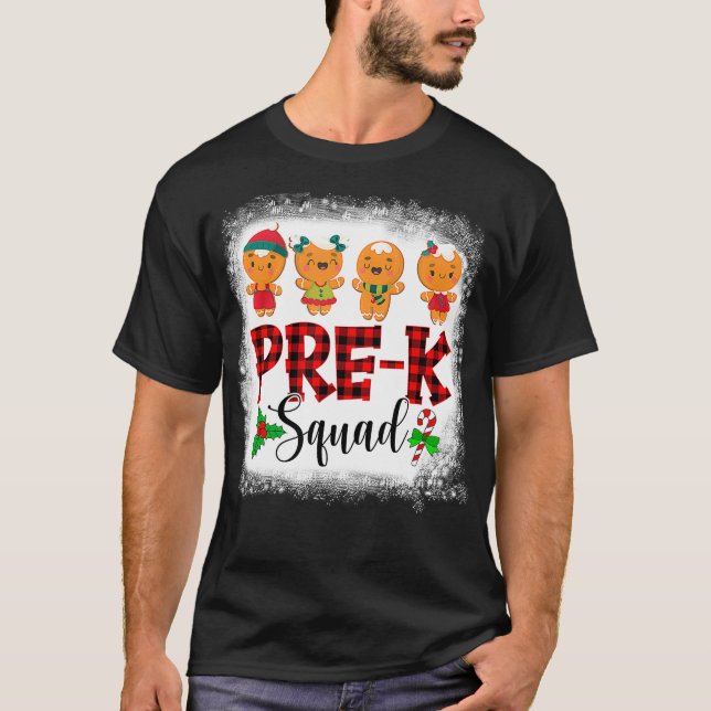 T-shirt Prek Squad Kindergarten Crew Christmas Gingpain (Devant)