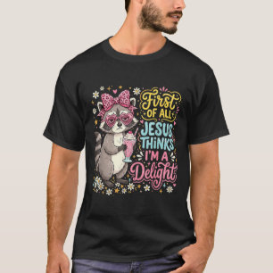 T-shirt Premier Jésus pense qu'un design de raton laveur e