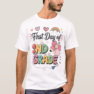 T-shirt Premier Jour De Deuxième Année Retour À L'École En