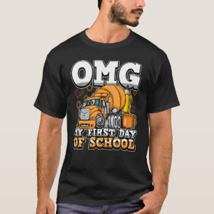 T-shirt Premier Jour De L'École Omg Funny Mixer Constructi
