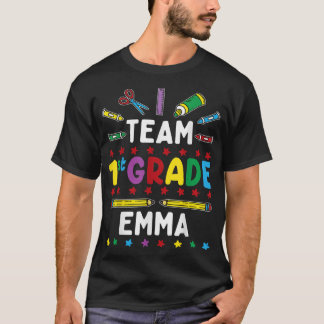 T-shirt Premier Jour De L'Équipe D'École 1Ème Année Emma F
