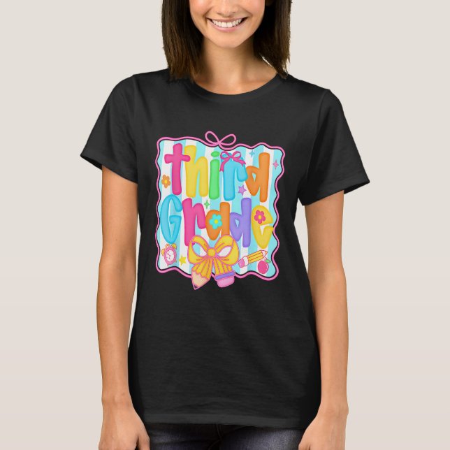 T-shirt Premier jour de troisième année bouquet floral pou (Devant)