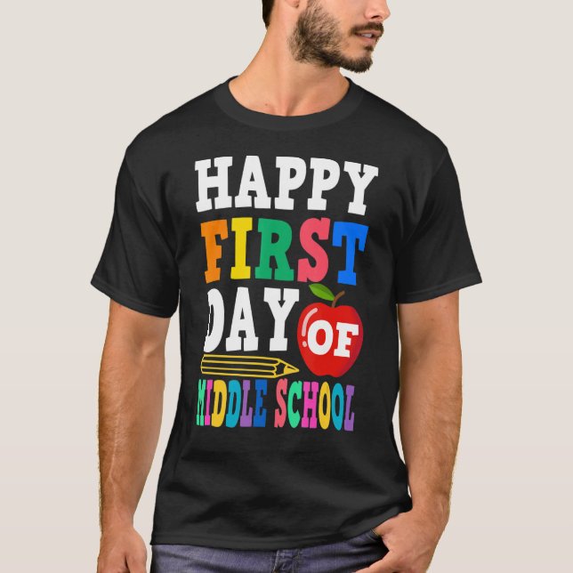 T-shirt Premier Jour De Vêtements Scolaires Pour Filles Mi (Devant)