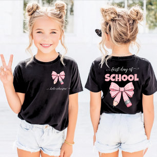 T-shirt Premier jour d'école crayon arc personnalisé nom