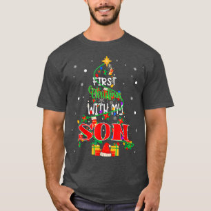 T-shirt Premier Noël Avec Mon Fils Xmas Arbre Famille Lumi