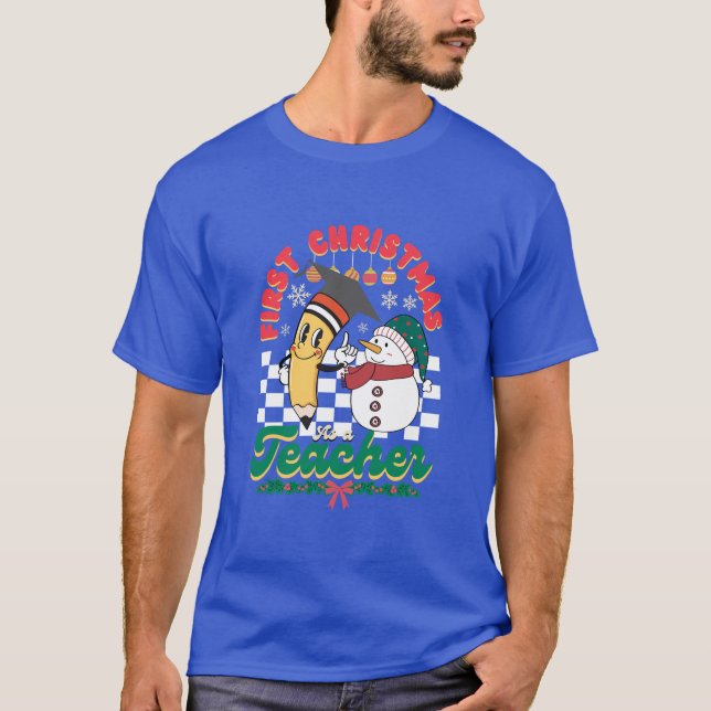 T-shirt Premier Noël Comme Enseignant - Snowmen de Noël (Devant)